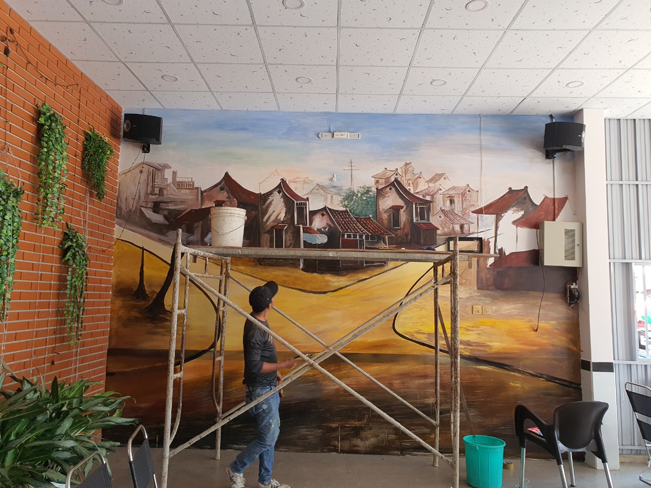 vẽ tranh tường quán cafe biên hòa đồng nai